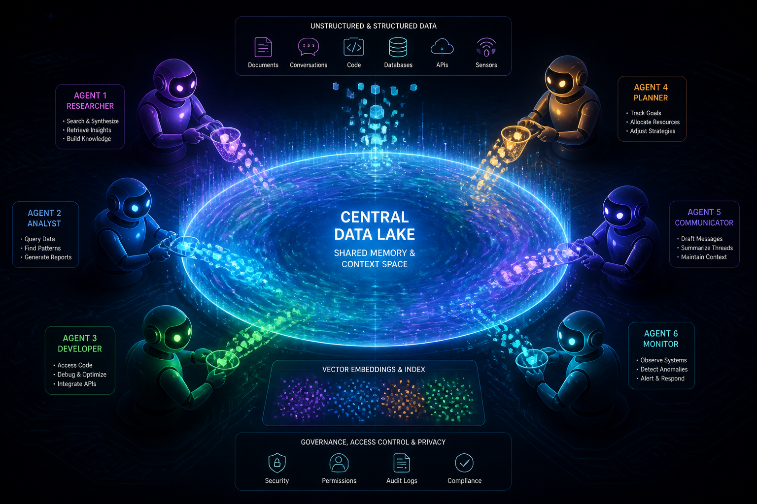 Central data lake representing shared memory